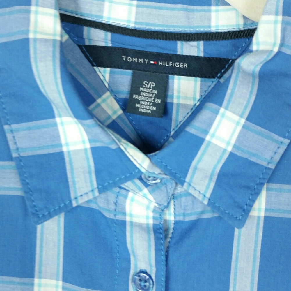 Tommy Hilfiger blue plaid top - Picture 5 of 6